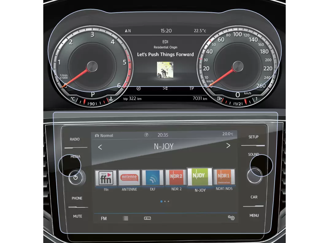Pentru Navigatii Auto Originale - Set Folii de protectie pentru Navigatie si Virtual Cockpit Volkswagen Passat B8 2015+