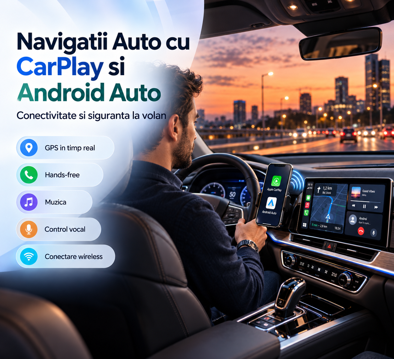 Navigatie Auto cu CarPlay si Android Auto: Transforma-ti Masina intr-un Hub Tehnologic
