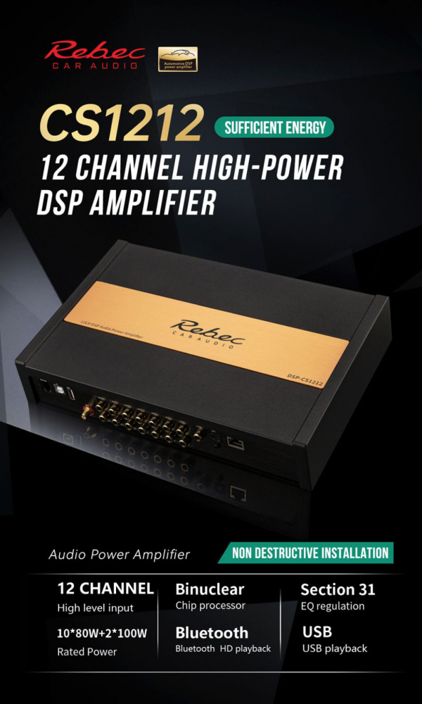 Amplificator Rebec DSP-CS1212 12 canale 10x 60W + 2x 80W cu DSP [2]