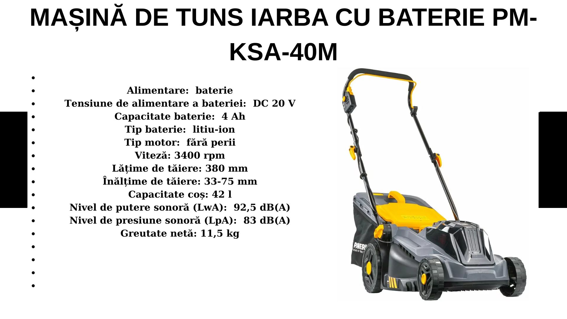 MAȘINĂ DE TUNS IARBA CU BATERIE PM-KSA-40M