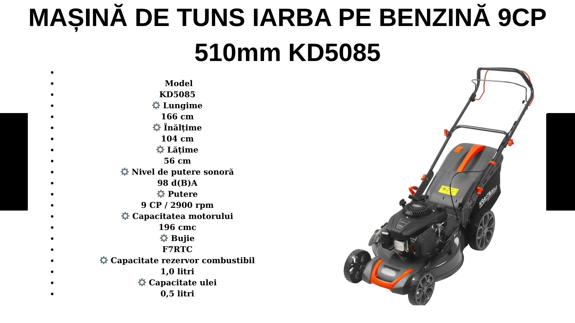 MAȘINĂ DE TUNS IARBA PE BENZINĂ 9CP 510mm KD5085