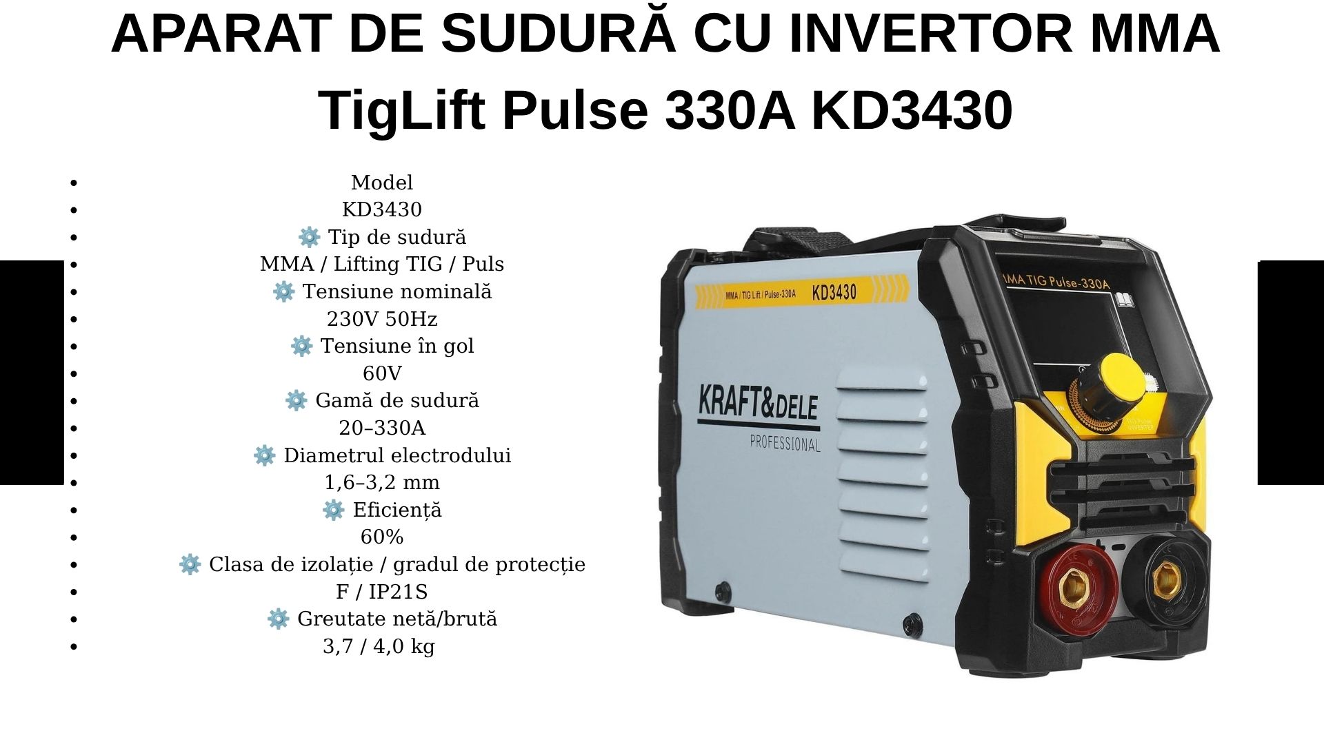 APARAT DE SUDURĂ CU INVERTOR MMA TigLift Pulse 330A KD3430