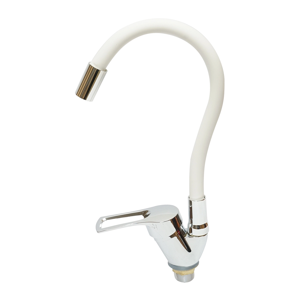 Baterie chiuveta bucatarie cu pipa flexibila, finisaj crom cu alb, stativ cu monocomanda, material aliaj zinc, accesorii incluse [8]