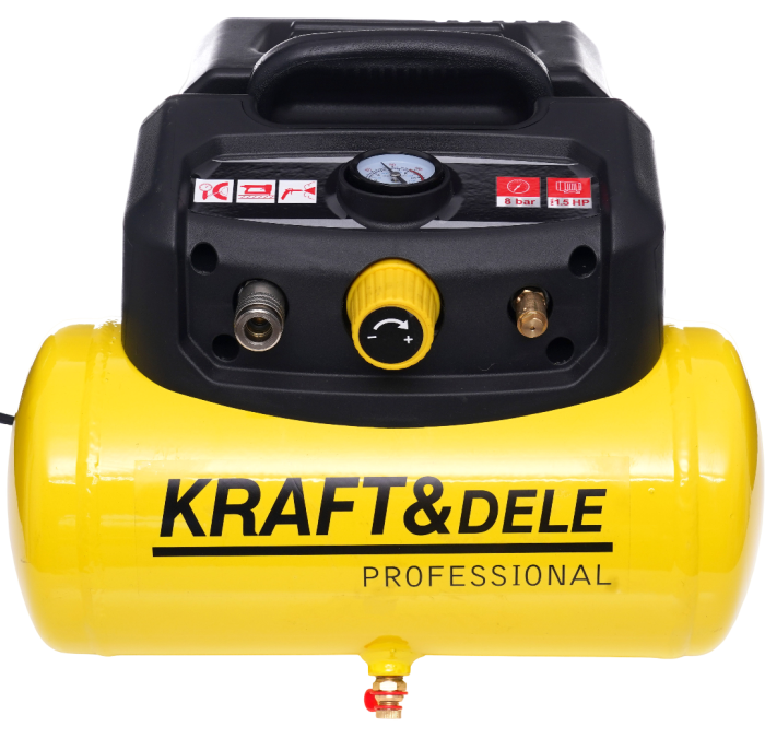 Compresor fara ulei, Kraft&Dele, 6L, 8bar, 1.1kW, 180L/min, KD1415 [6]