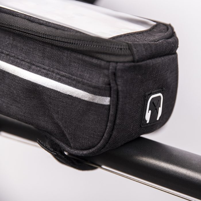 Geantă de cadru pentru bicicletă impermeabilă cu suport pentru telefon, neagră [2]