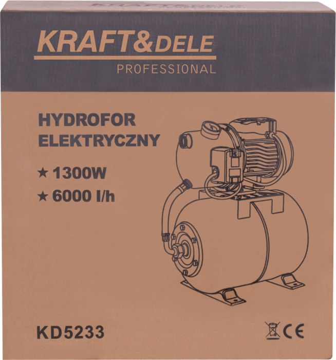 Hidrofor apa 50L 1300W inaltime 55m adancime 8m 6000L/h 100L/min (KD5233) [10]
