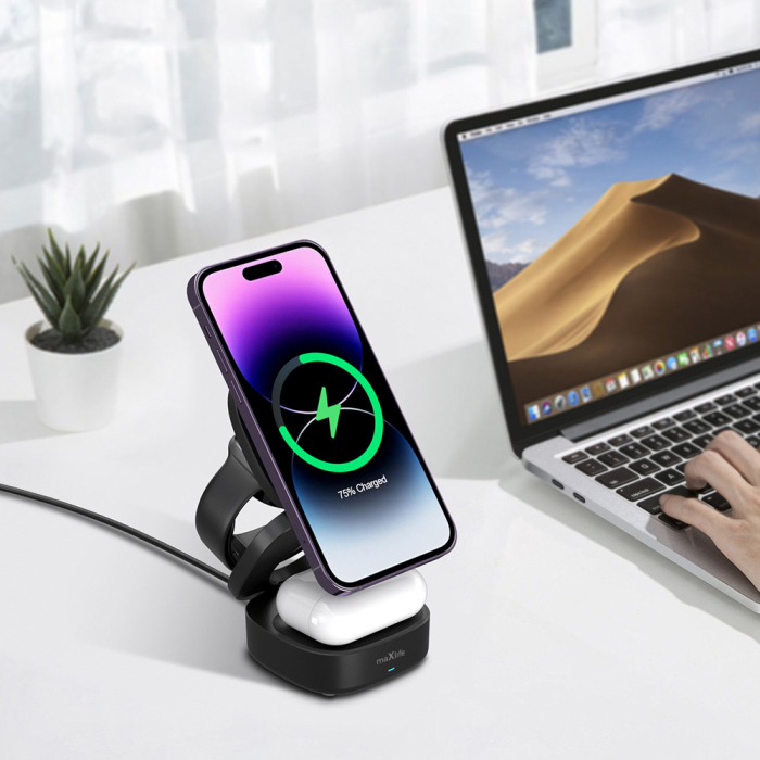 Încărcător wireless magnetic Maxlife MXWC-06 15W negru 3 în 1 [10]