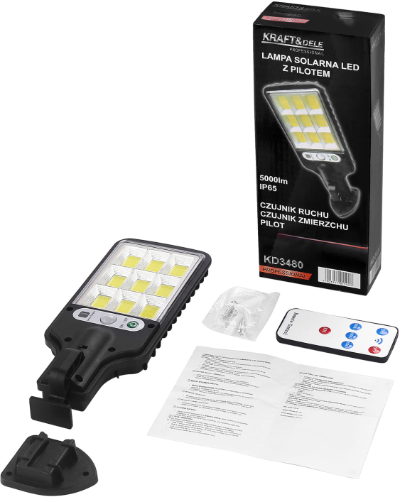 Lampa solara LED cu telecomanda 290 W, Kraft&Dele KD3480 [12]