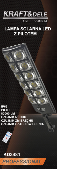 Lampa solara LED cu telecomanda, Kraft&Dele, 1700W, 80000lm, KD3481 [14]
