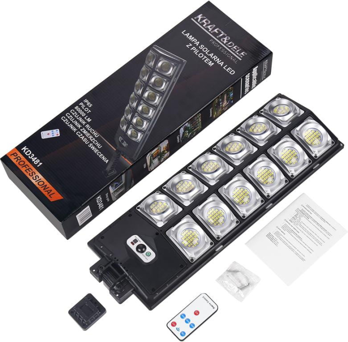 Lampa solara LED cu telecomanda, Kraft&Dele, 1700W, 80000lm, KD3481 [6]