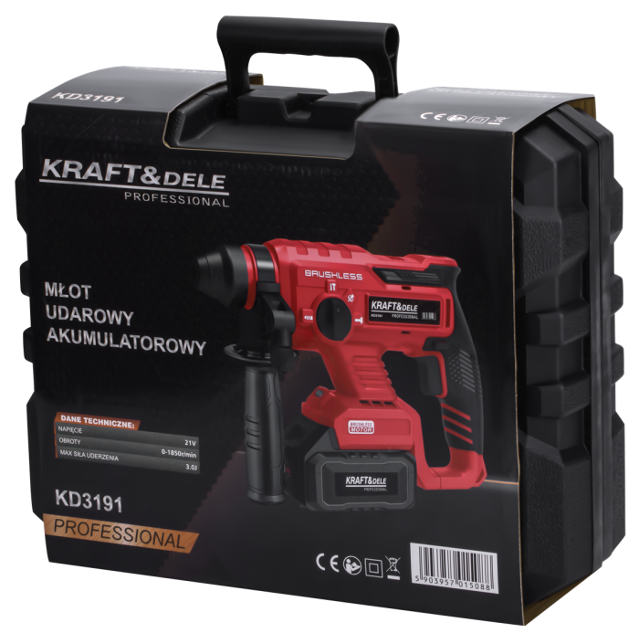 Mașină de găurit cu percuție fără fir 21V 3J FĂRĂ PERII 2 x 4Ah KD3191 [12]