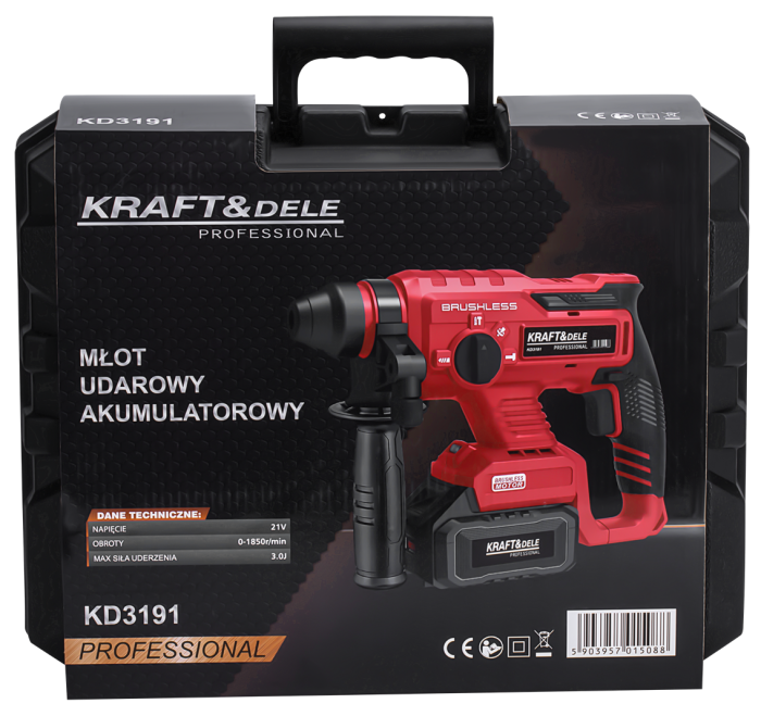 Mașină de găurit cu percuție fără fir 21V 3J FĂRĂ PERII 2 x 4Ah KD3191 [13]