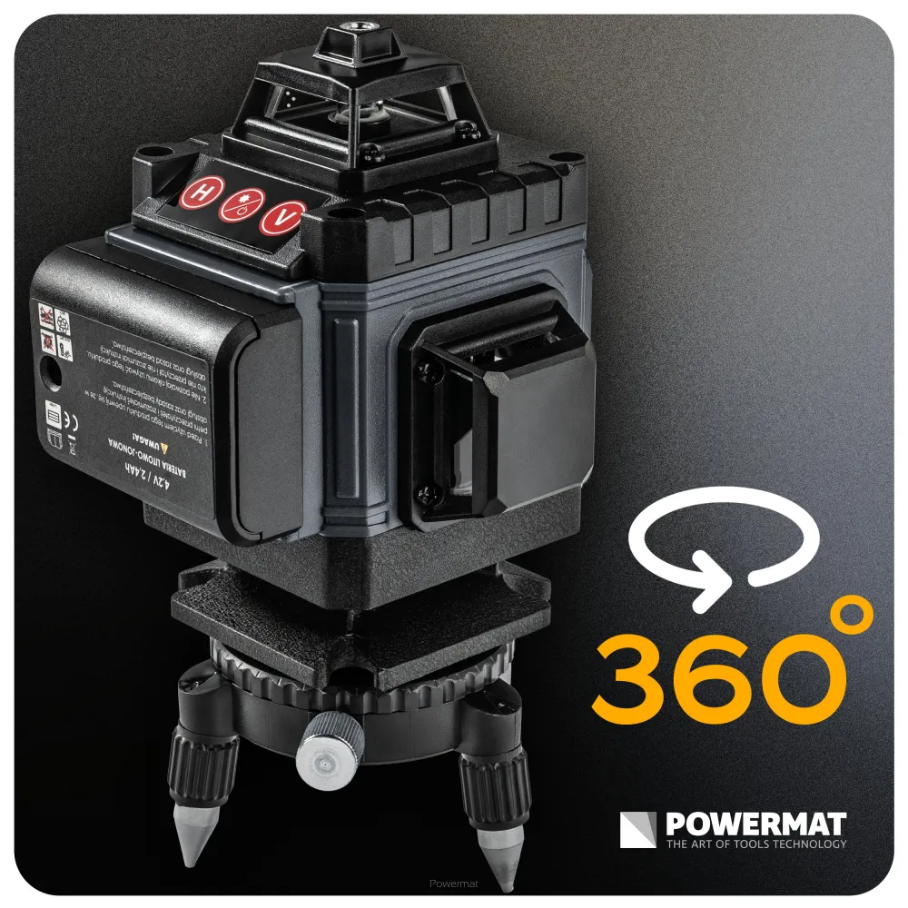 Nivela laser 4D, Powermat, 16 linii, laser verde, 40m, cu acumulator PM-PLK-4DM1 [10]