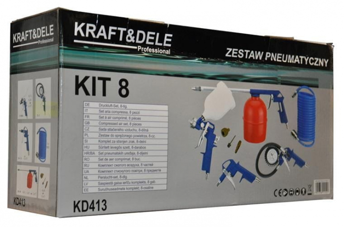 Set aer comprimat , pistol pneumatic , vopsit 8 piese KraftProfesional , KD413 [2]