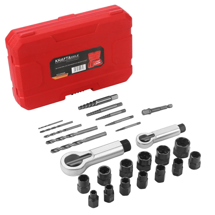 Set burghie si chei tubulare pentru indepartare suruburi rupte, 26 bucati, Kraft&Dele KD5988 [1]