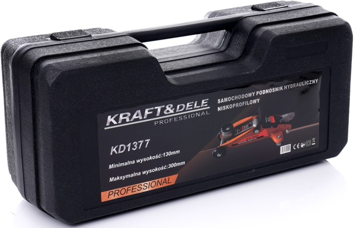 Set Cric hidraulic, Kraft&Dele KD1377, cu profil scazut, 2 T, 130-300 mm + Suporturi auto reglabile Kraft&Dele KD3170, set 2 buc, 275-415mm, 2 tone, grafit/negru [20]