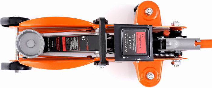 Set Cric hidraulic, Kraft&Dele KD1377, cu profil scazut, 2 T, 130-300 mm + Suporturi auto reglabile Kraft&Dele KD3170, set 2 buc, 275-415mm, 2 tone, grafit/negru [10]
