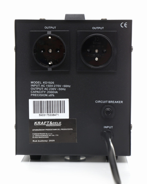Stabilizator de tensiune 2000VA 230V 150-270V KD1926 KraftDele [3]