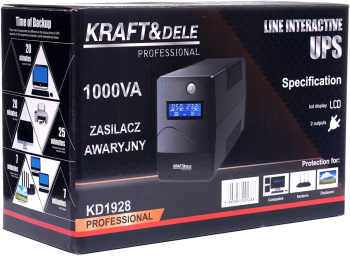 Sursă de alimentare de urgență UPS 1000VA LCD KD1928 [2]
