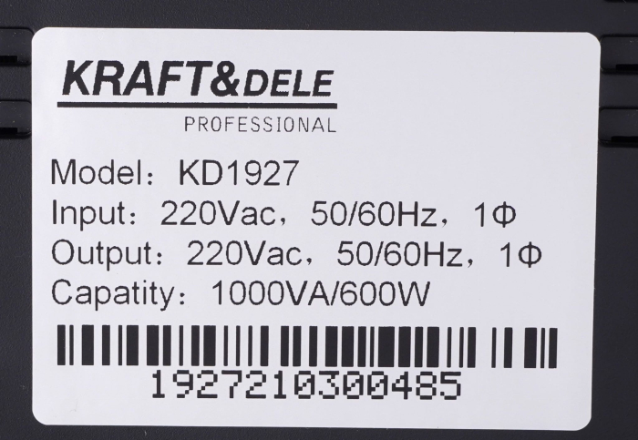 Sursa de curent UPS, Kraft&Dele KD1927, 1000VA LED [8]