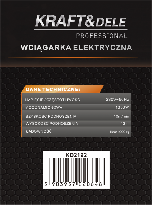 Troliu electric 230V 1350W 500/1000kg KD2192 [10]