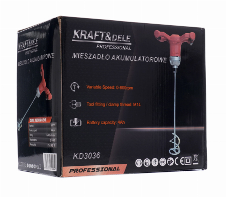 Amestecator / Malaxor electric KRAFT&DELE KD3036, 20V, 4Ah, 100mm [1]
