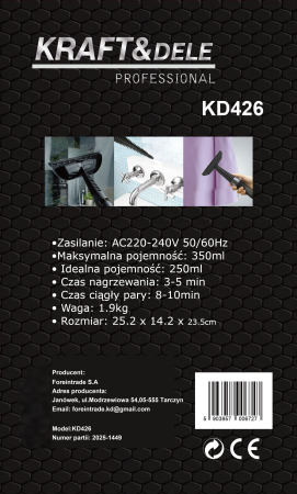Aparat de curățat cu abur practic 1100W / 350 ml KD426 [9]