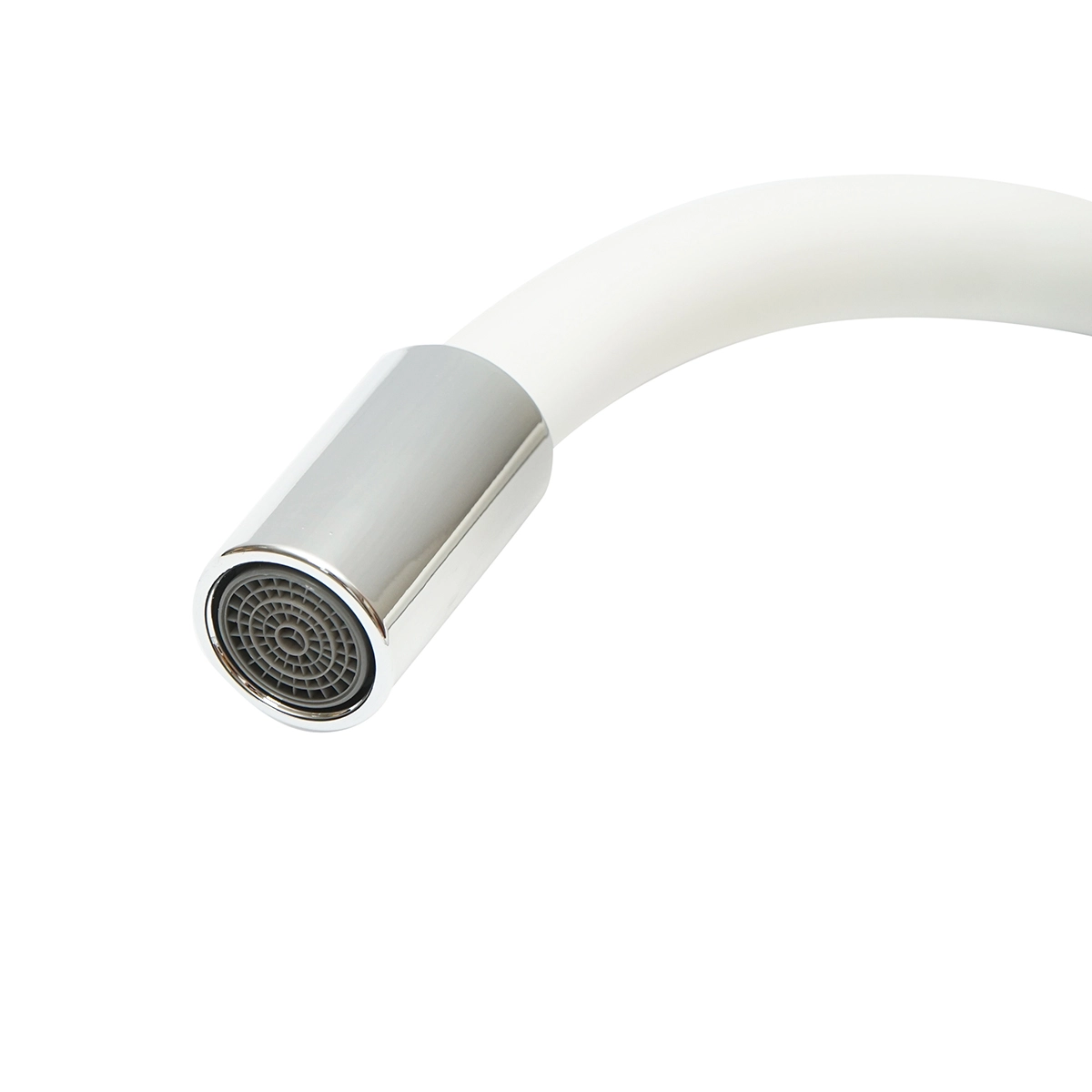 Baterie chiuveta bucatarie cu pipa flexibila, finisaj crom cu alb, stativ cu monocomanda, material aliaj zinc, accesorii incluse [2]