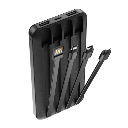 Baterie externă Forever TB-411 ALLin1 10000 mAh cu cabluri USB-C + Lightning + microUSB negru [2]