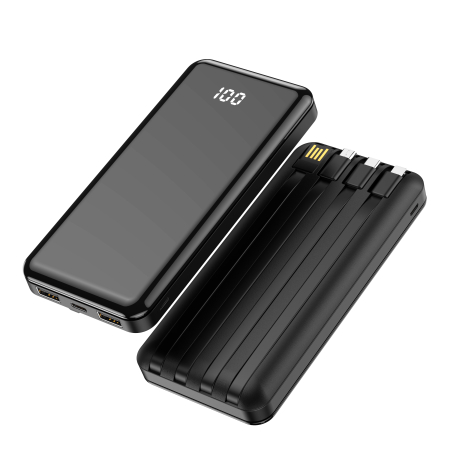 Baterie externă Forever TB-411 ALLin1 10000 mAh cu cabluri USB-C + Lightning + microUSB negru [1]