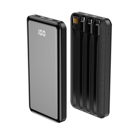 Baterie externă Forever TB-411 ALLin1 10000 mAh cu cabluri USB-C + Lightning + microUSB negru [3]