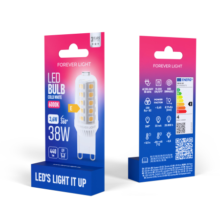 Bec LED Forever Light G9 3.6W 440lm 6000K ceramic clasa F [1]