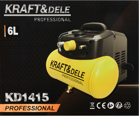 Compresor fara ulei, Kraft&Dele, 6L, 8bar, 1.1kW, 180L/min, KD1415 [14]