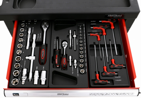 Dulap scule, Kraft&Dele KD361, pe roti, 6 sertare, 263 piese [1]