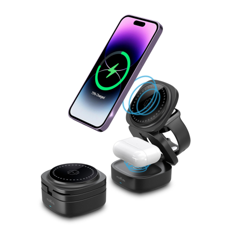 Încărcător wireless magnetic Maxlife MXWC-06 15W negru 3 în 1 [10]