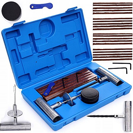 Echipamente de atelier - Kit de reparatie pana anvelope cauciuc cu snur, 26 piese