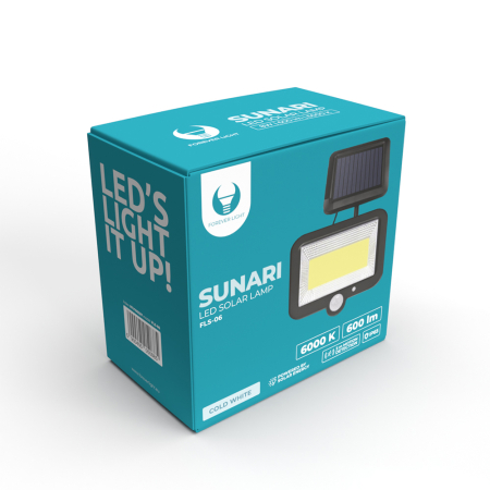 Lampă solară LED Forever Light SUNARI FLS-06 COB PIR 8W 600lm 6000K 1800mAh Li-Ion [1]