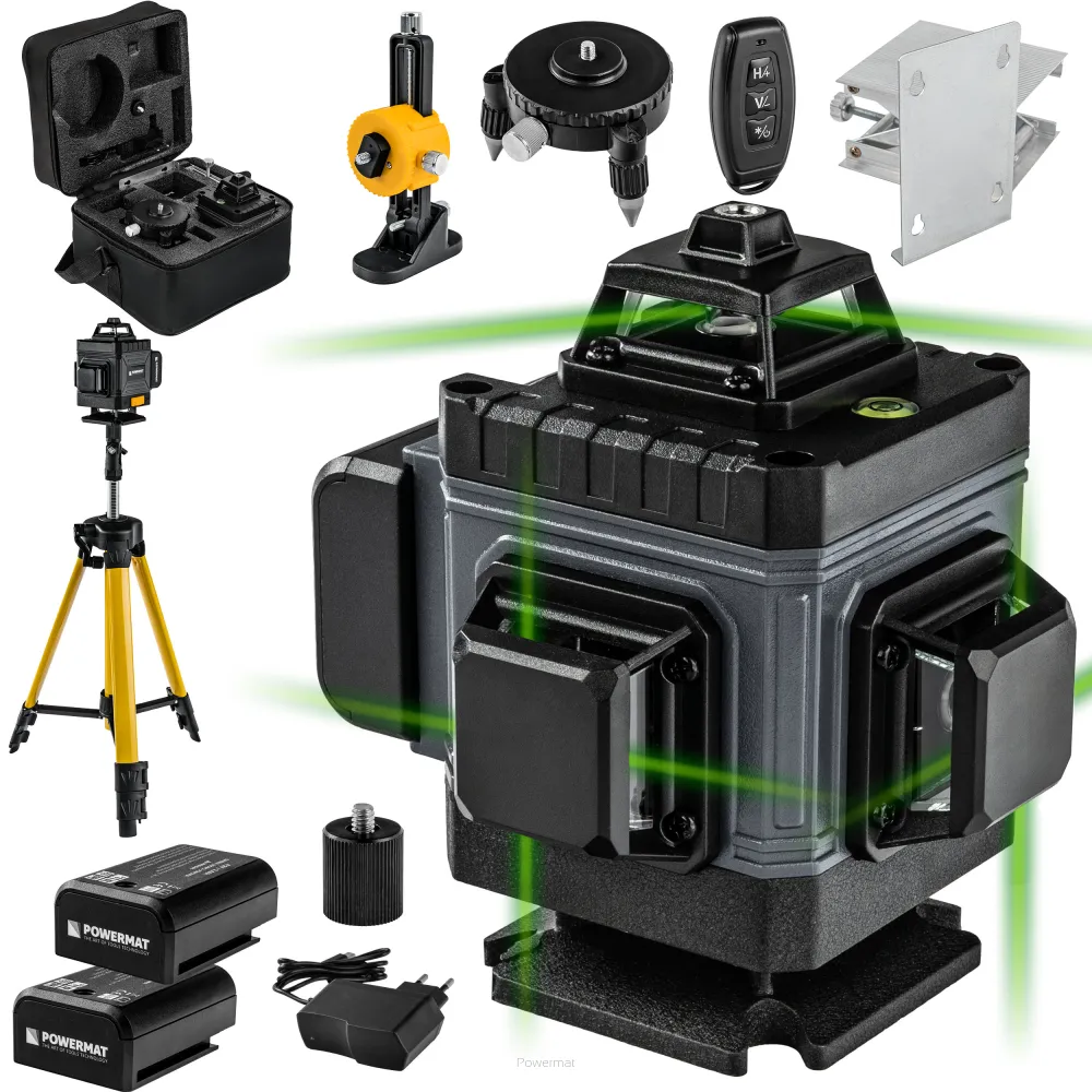 UNELTE SI APARATE DE MASURA - Nivela laser 4D, Powermat, 16 linii, laser verde, 40m, cu acumulator PM-PLK-4DM1