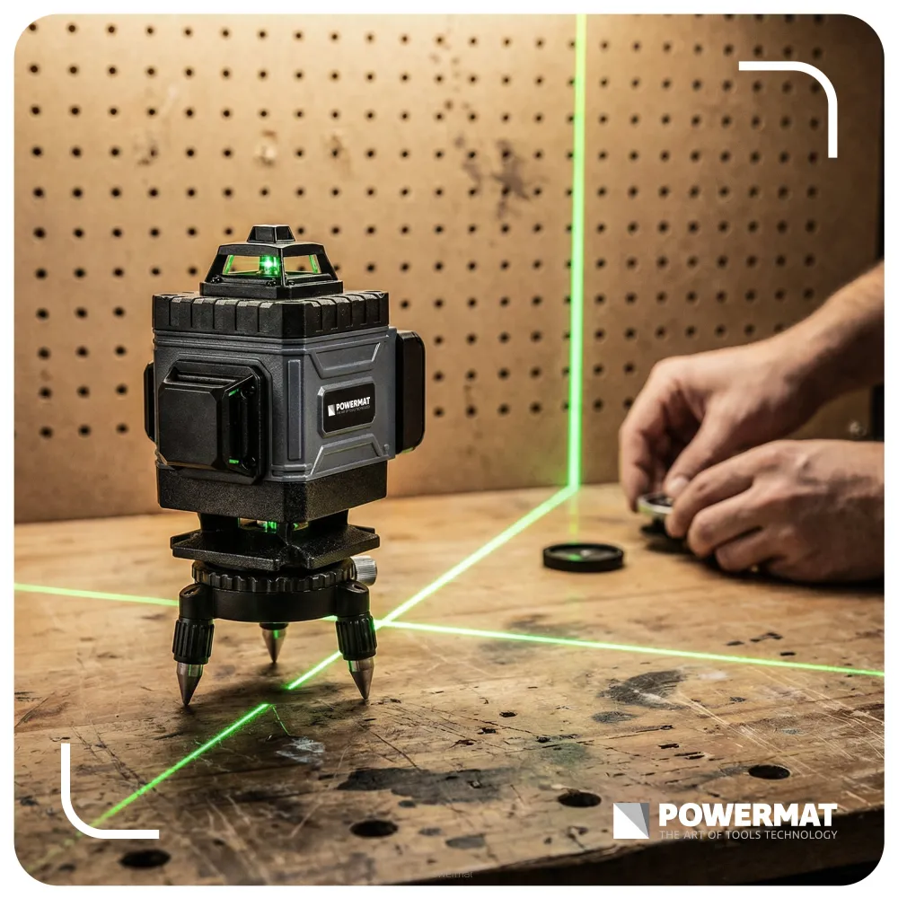 Nivela laser 4D, Powermat, 16 linii, laser verde, 40m, cu acumulator PM-PLK-4DM1 [11]