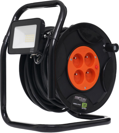 Electrice și iluminat - Prelungitor pe tambur de plastic 30m + LED KD4037