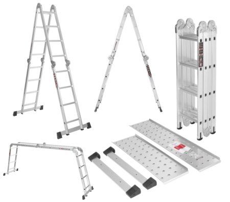 Scara aluminiu cu platforma 4x4 460cm multifunctionala KraftProfesional KD4071 [8]