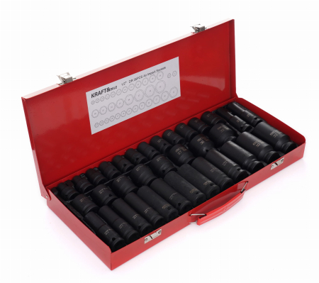 Echipamente de atelier - Set 35 chei tubulare impact, Kraft&Dele, 1/2", KD11756