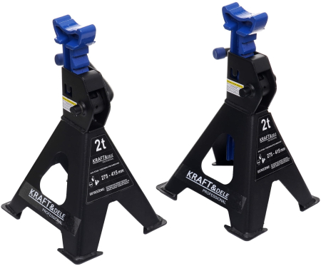 Set Cric hidraulic, Kraft&Dele KD1377, cu profil scazut, 2 T, 130-300 mm + Suporturi auto reglabile Kraft&Dele KD3170, set 2 buc, 275-415mm, 2 tone, grafit/negru [18]