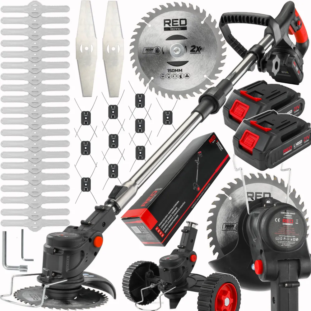 GRĂDINĂ ȘI EXTERIOR - Trimmer de tuns gazon / iarba pe acumulator, 1000 W, Red Technic RTPKA0104