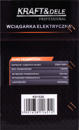 Troliu electric cu cablu 800 kg KD1526 [20]