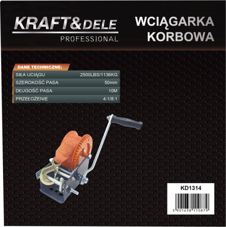 Troliu Manual 1134 kg cu centura sintetica 50mm 10m KD1314 Kraftdele [11]