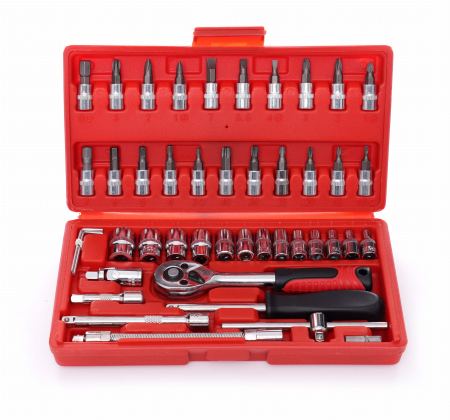 Truse de scule - Trusa profesionala scule, Kraft&Dele KD10525, chei tubulare, 46 piese