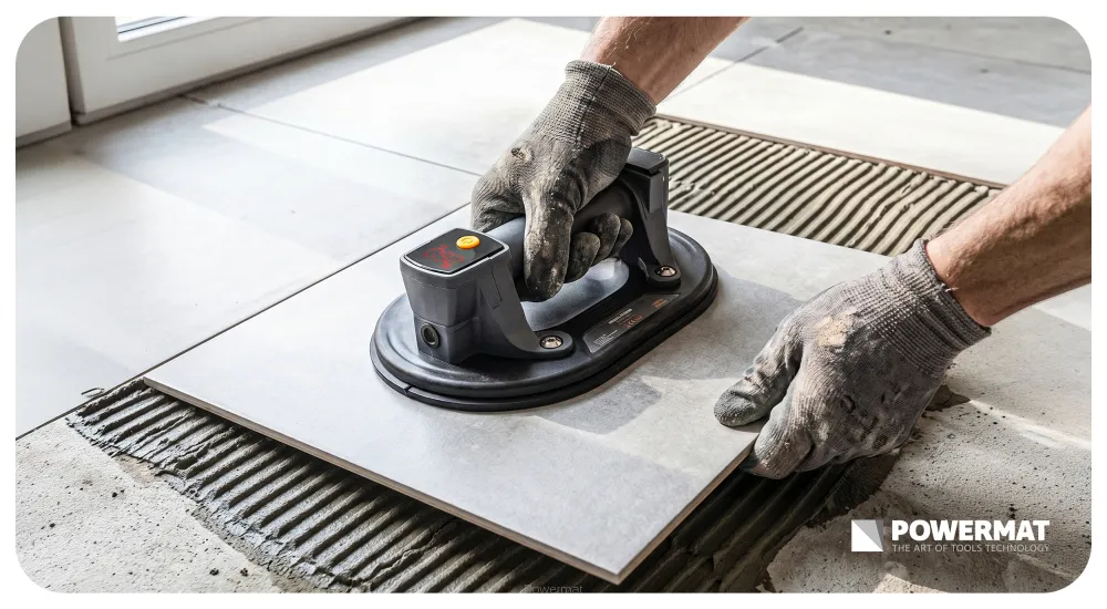 Ventuza cu baterie pentru gresie si sticla capacitate maxima sigura 200 kg Powermat PM1589 [4]
