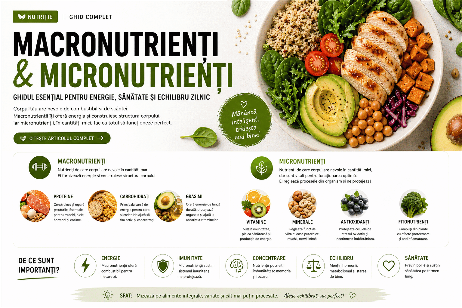 Macronutrienți și micronutrienți – ghid de nutriție pentru energie și sănătate