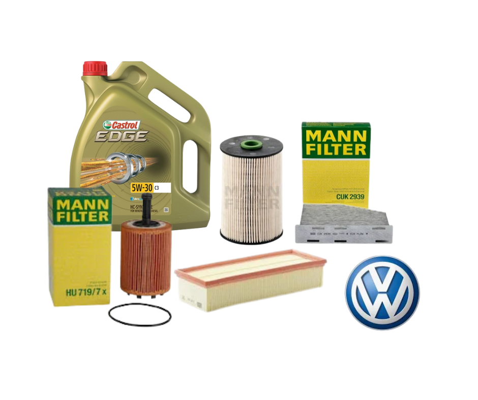 Kit Schimb Ulei VW Golf 5 / Passat B6 / Audi A3 – 1.6/1.9/2.0 TDI & Benzină – Castrol 5W30 5L + Filtre MANN [1]